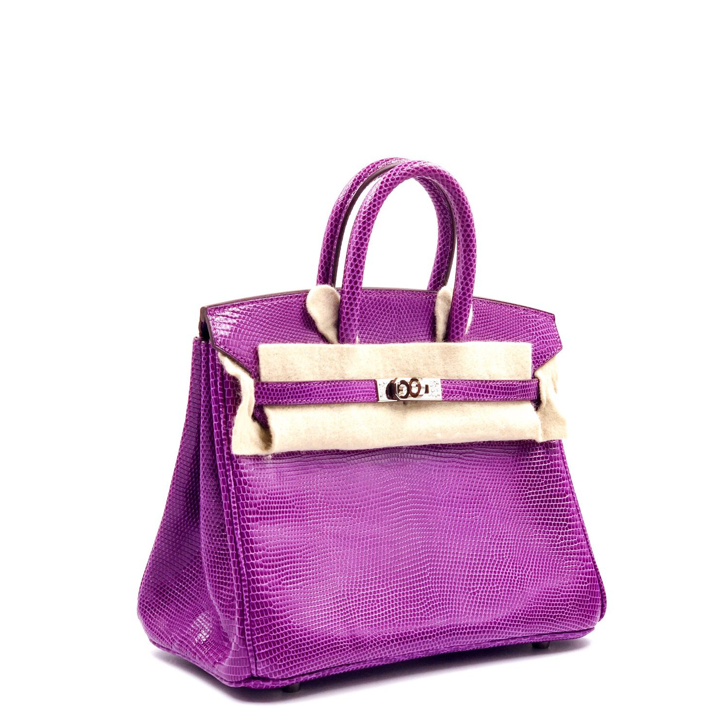 Hermes Birkin 25 Lizard In Bougainvillea Red With Palladium HW