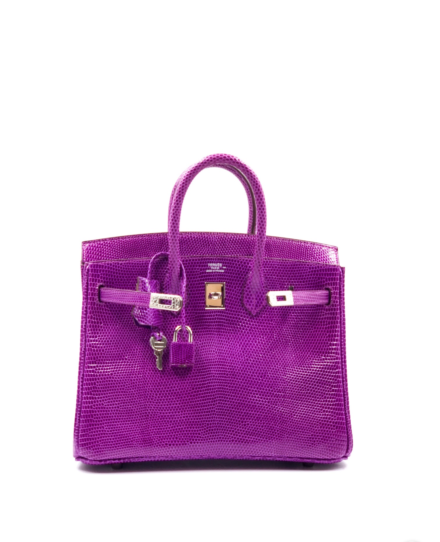 Hermes Birkin 25 Violet Purple Lizard Palladium Hardware at 1stDibs