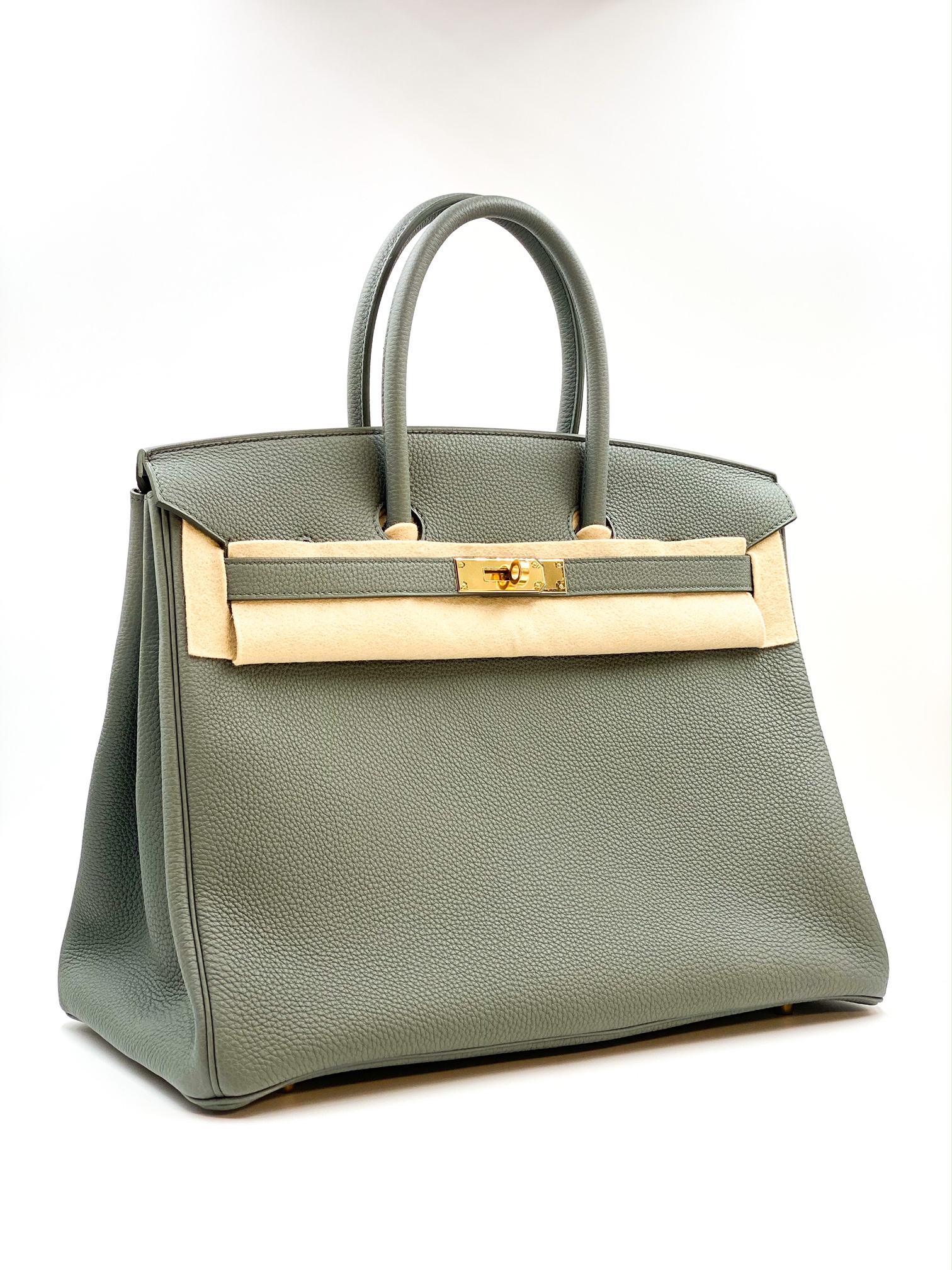 Hermes Birkin 35 Bag Vert Amande Togo Leather with Gold Hardware –  Mightychic