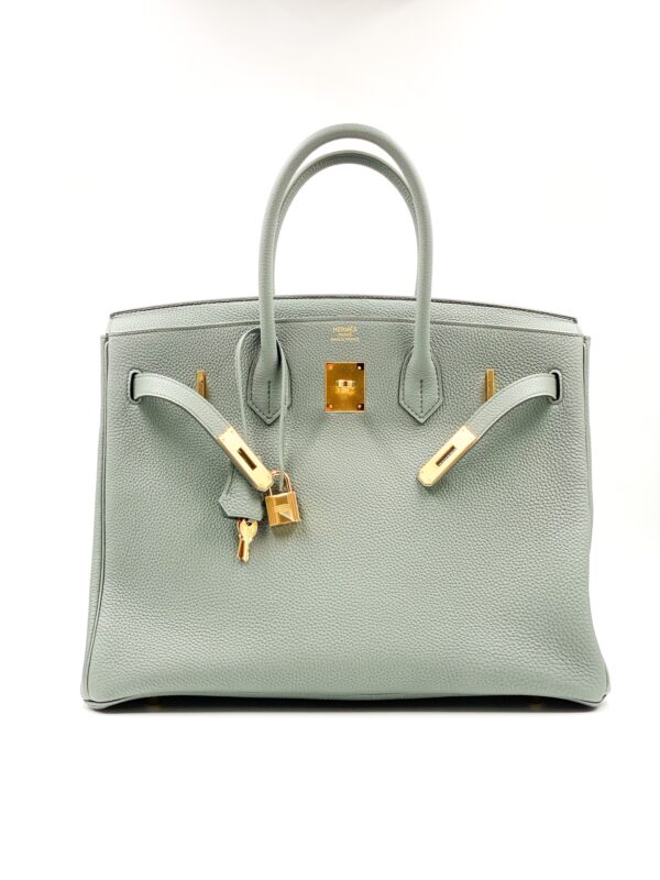 Hermes Birkin 30 Handbag Vert Amande Togo Leather With Gold