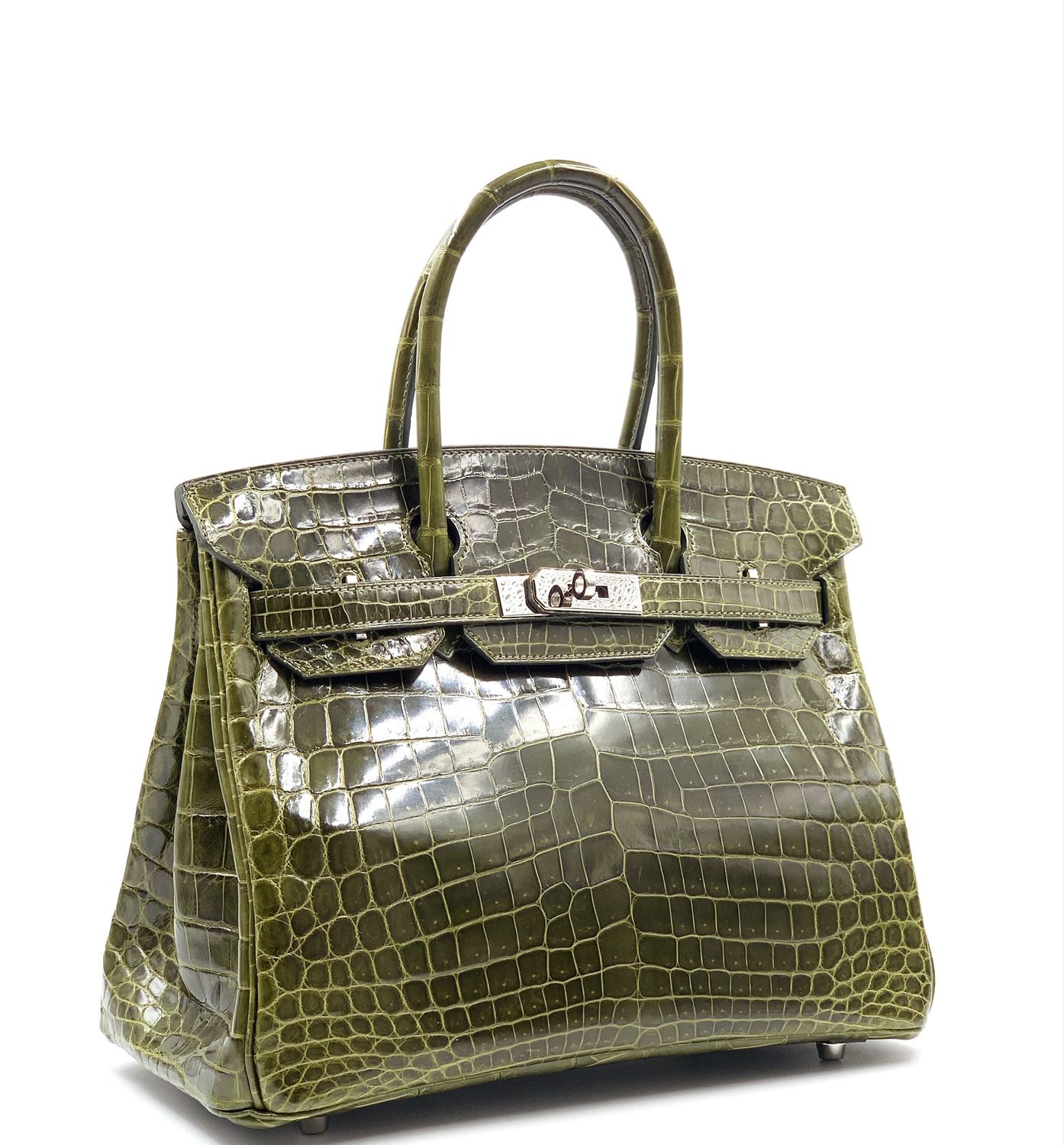 Perfect Hermes HERMES Birkin 30cm Niloticus 6I Vert Florentin Full handmade  GHW - lushenticbags