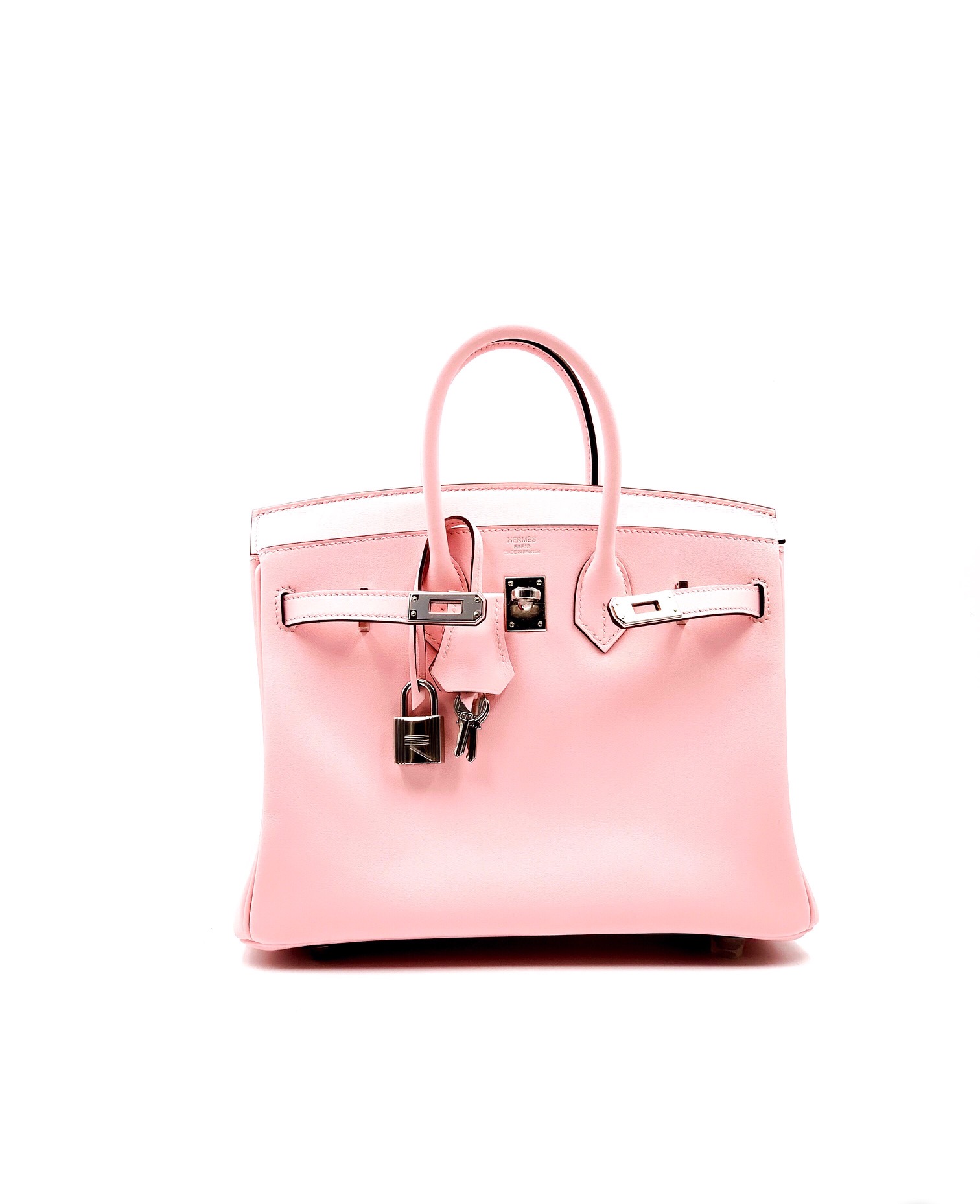 Hermes Rose Sakura 3Q Pink Swift Palladium Hardware Birkin 25 Handbag Bag