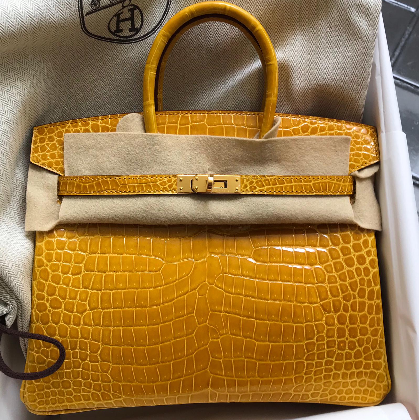 Hermes Birkin 25 Jaune Ambre Togo Palladium Hardware #C - Vendome Monte  Carlo