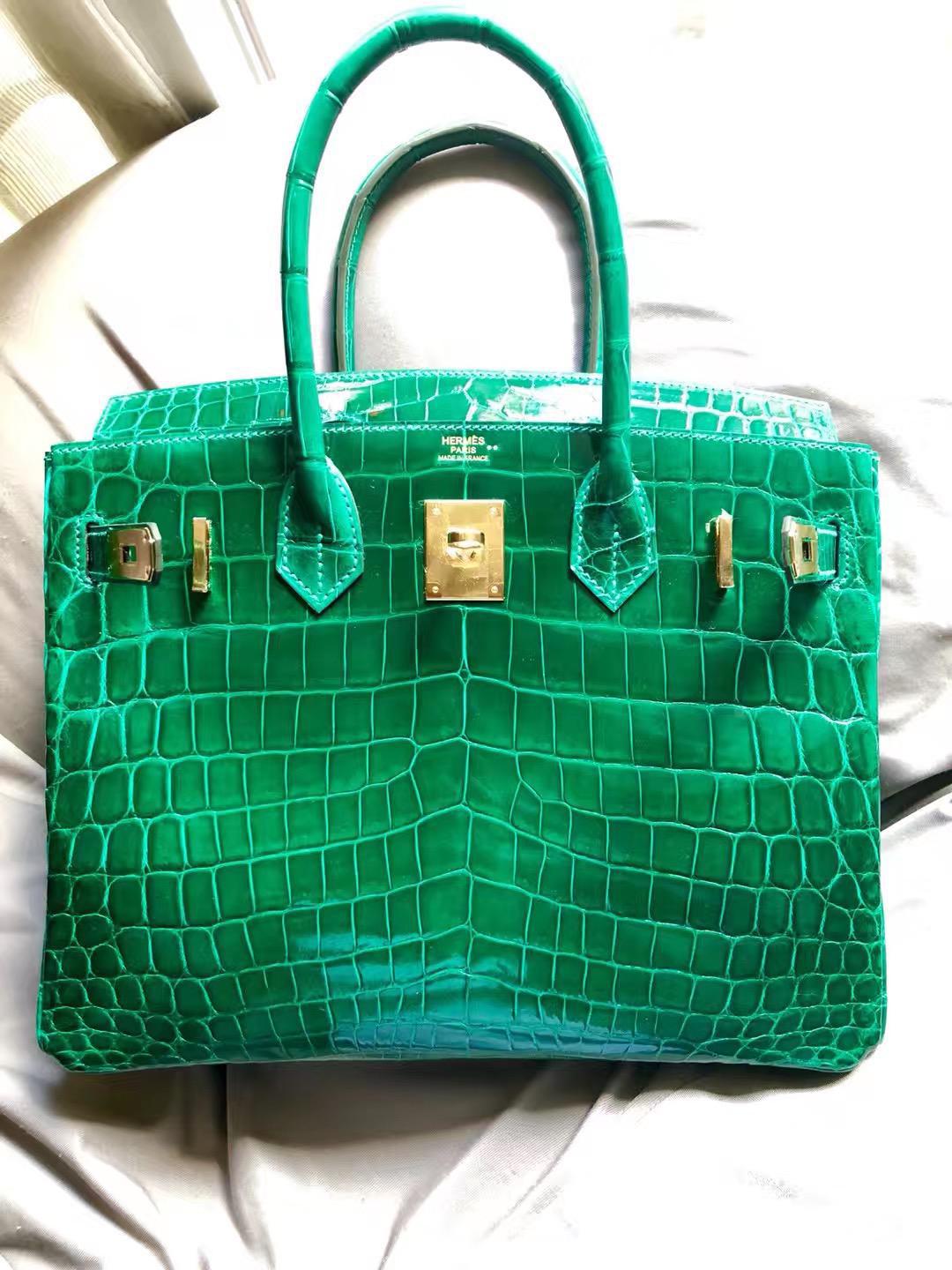 Hermès Birkin 30 Emerald Green Vert Émeraude Niloticus with