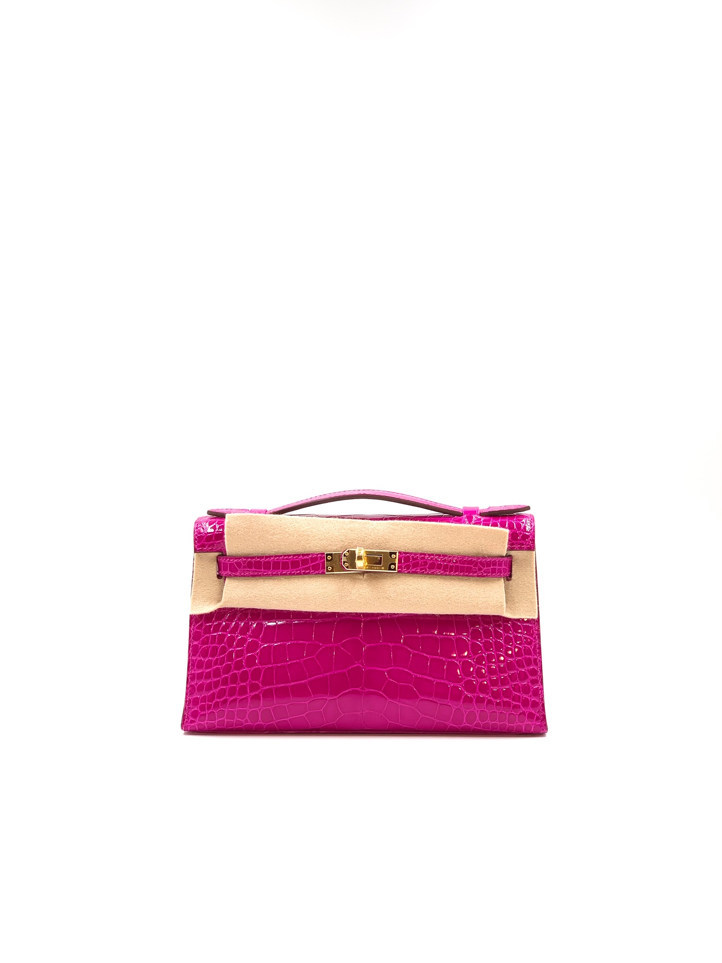 Hermès Pochette Kelly Rose Scheherazade Alligator Lisse with