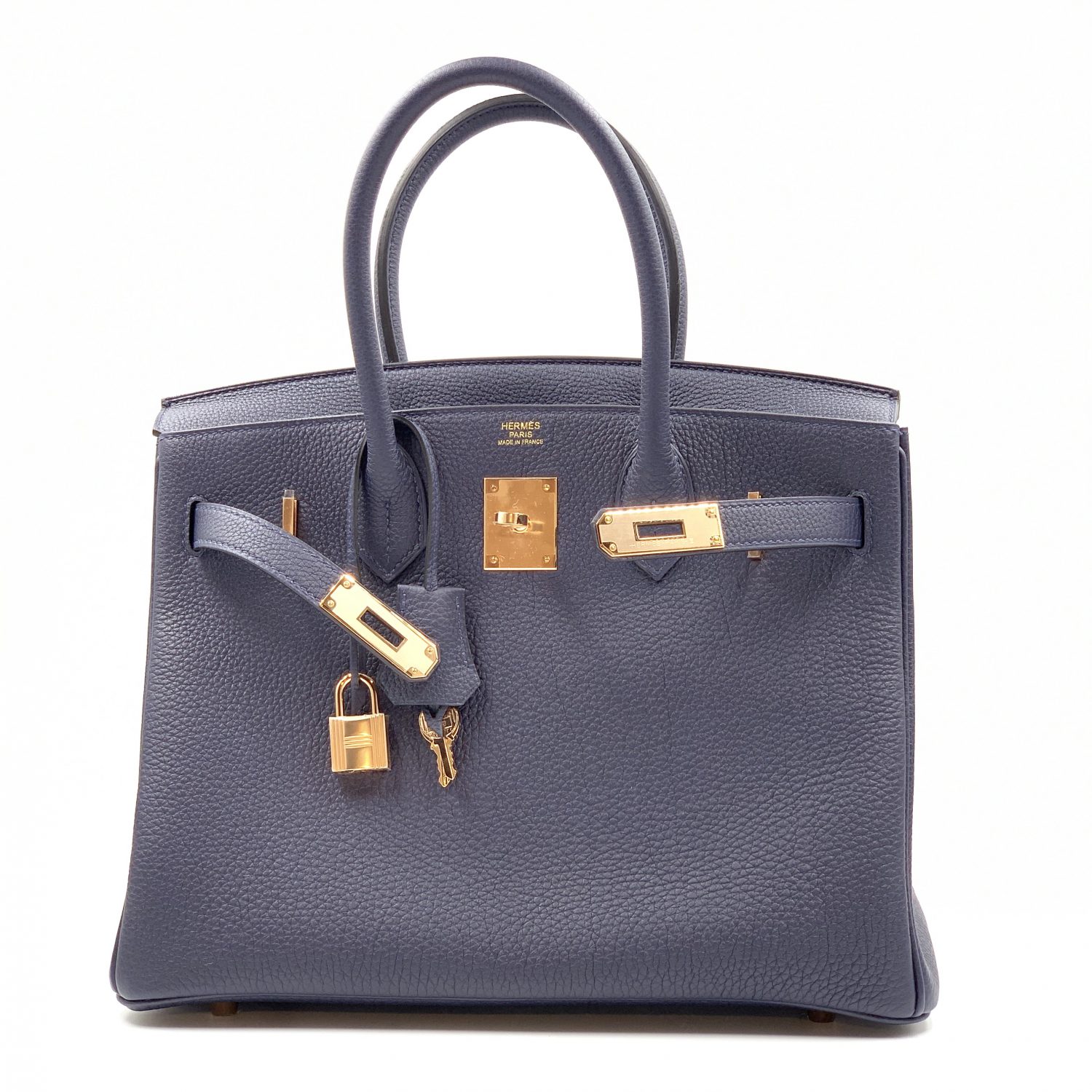 Hermes Birkin 25 Bleu Indigo Ostrich Rose Gold Hardware - Vendome