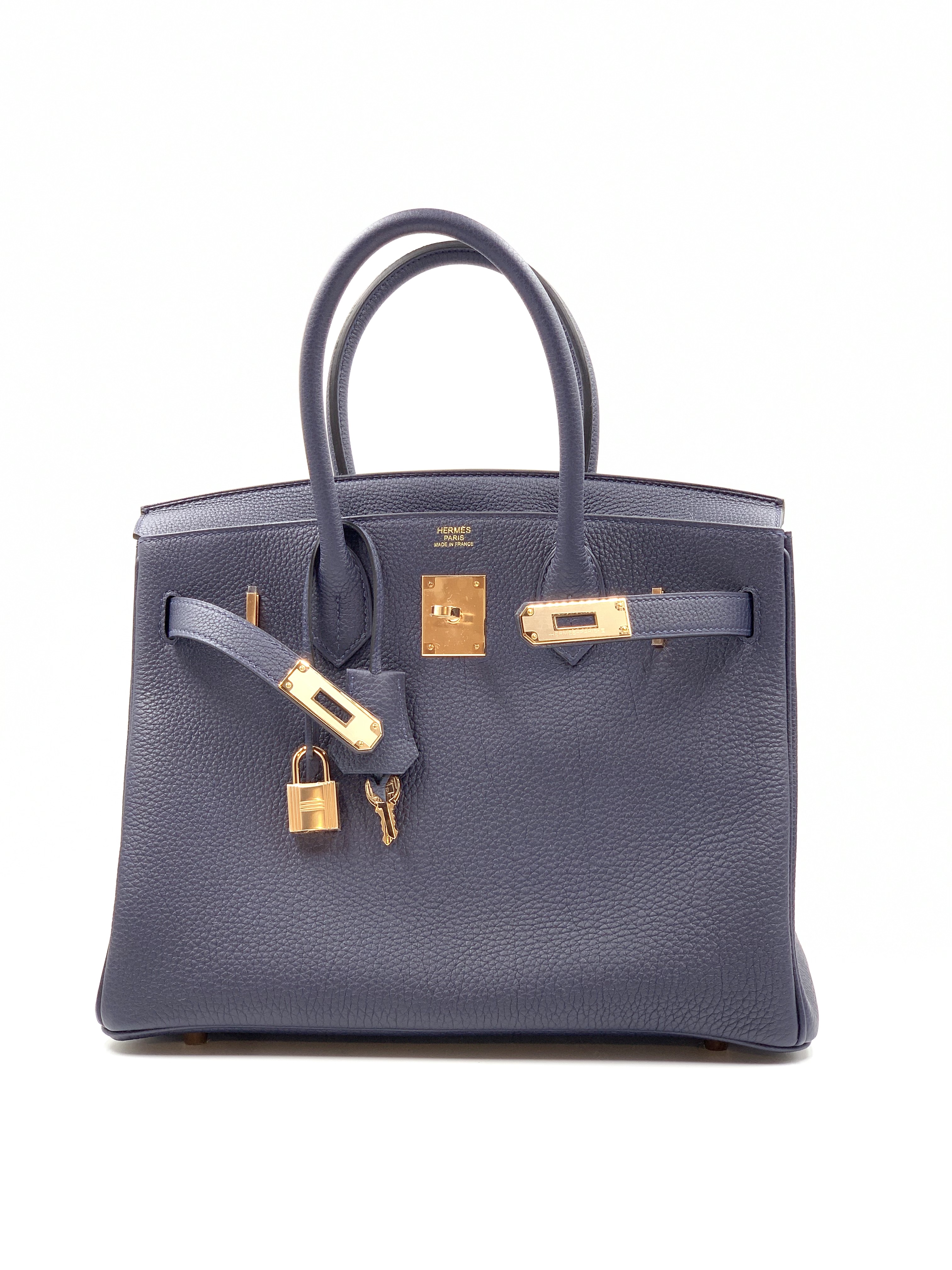 A BLEU NUIT TOGO LEATHER BIRKIN 30 WITH ROSE GOLD HARDWARE