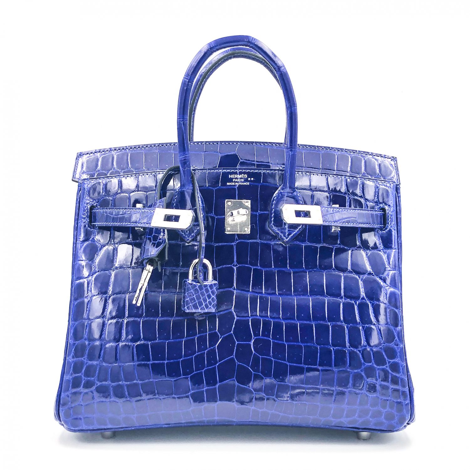 Hermes Birkin 25 Bleu Electrique Niloticus Lisse (Shiny) Palladium Hardware  - Vendome Monte Carlo