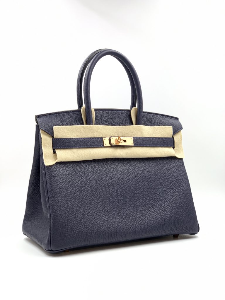 Hermes Birkin 30 Bag Blue Nuit Gold Hardware Togo Leather