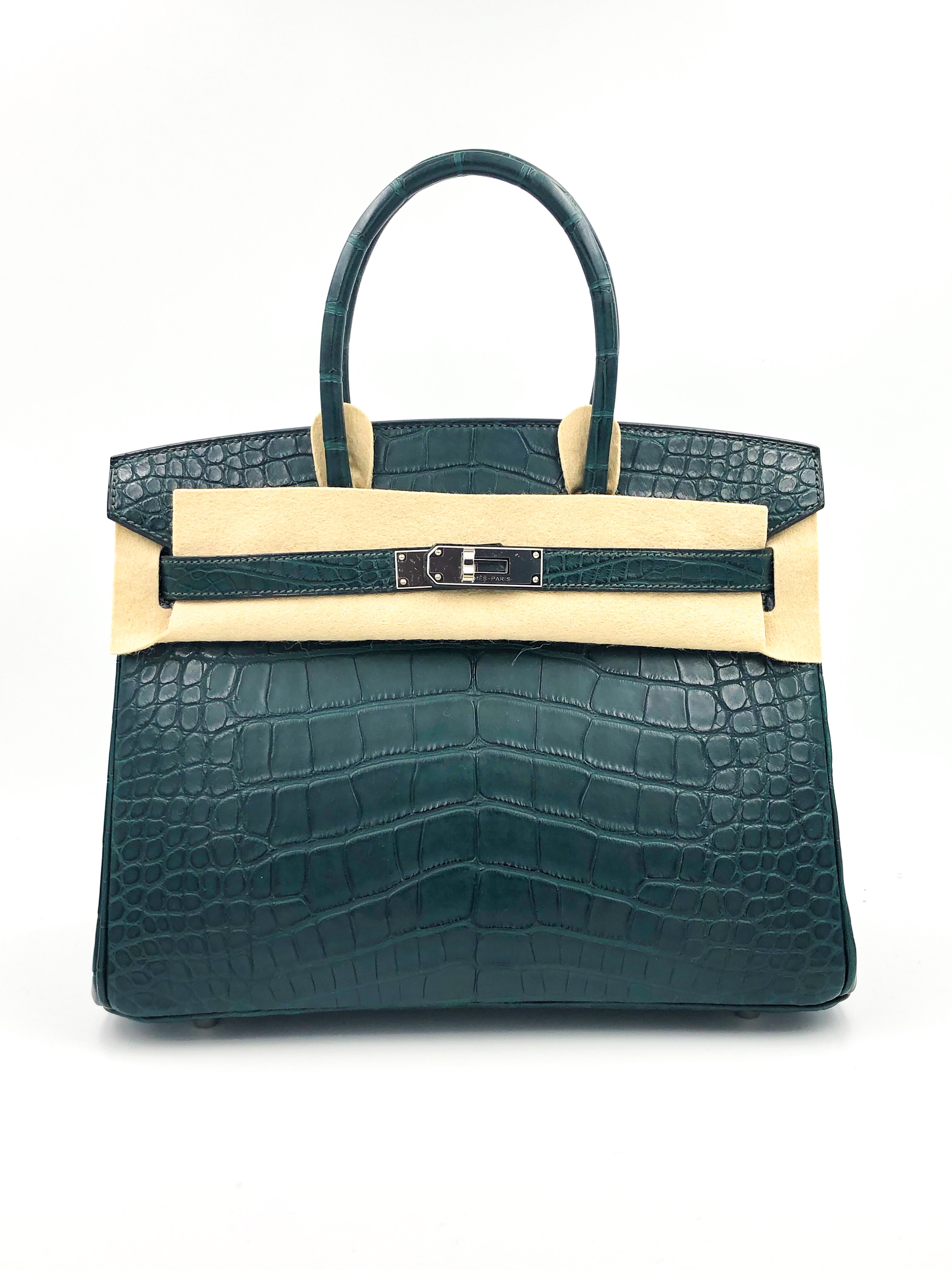 Hermes Birkin 30 Vert Cyprès Alligator Mat (Matte) Palladium Hardware -  Vendome Monte Carlo