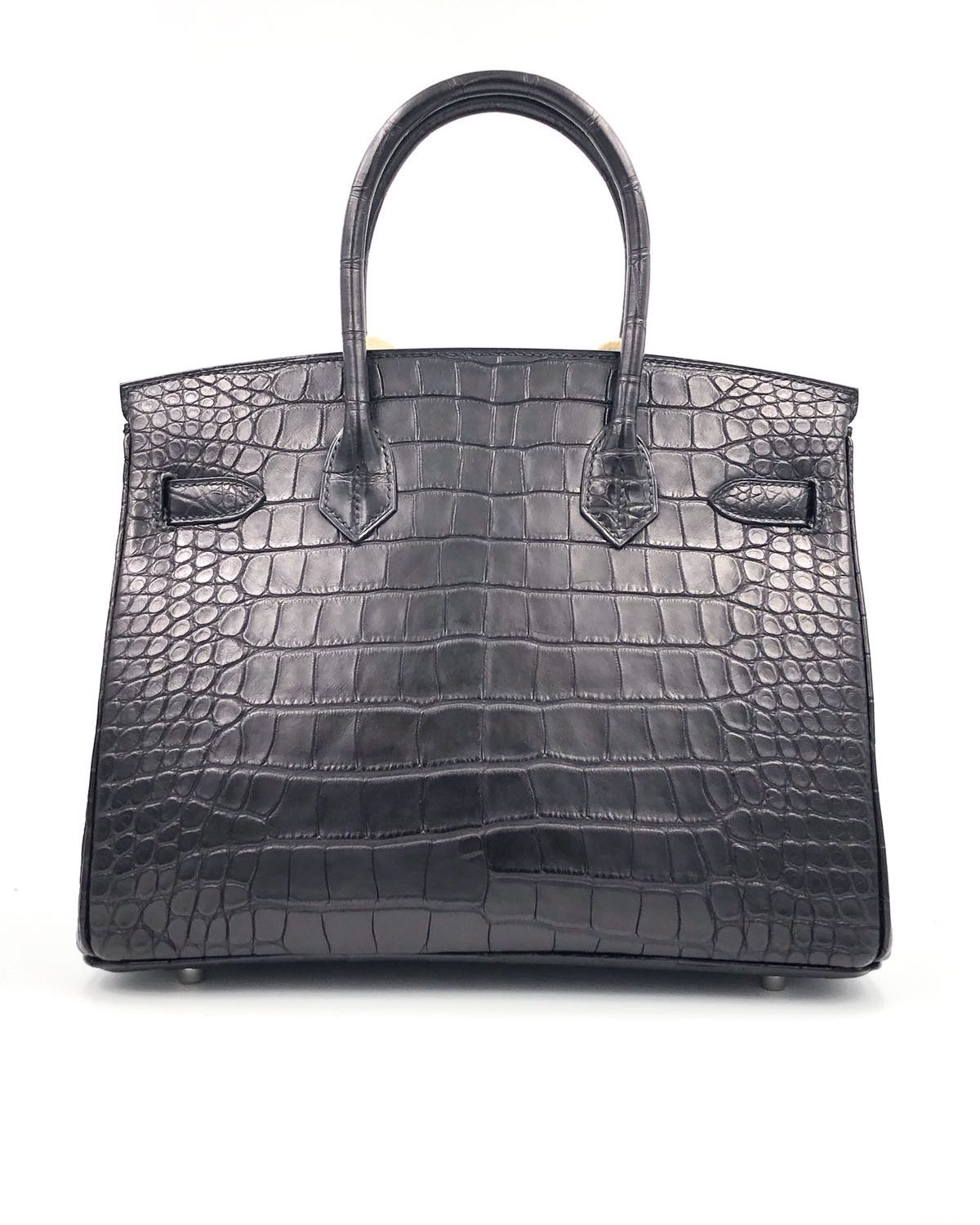 Hermes Birkin 30 Noir Black Alligator Mat Matte Palladium Hardware C Vendome Monte Carlo