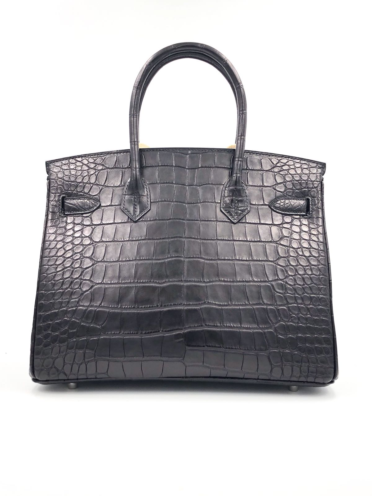 Hermes Birkin 30 Noir Black Niloticus Mat Matte/Clemence/Box Palladium  Hardware #T - Vendome Monte Carlo