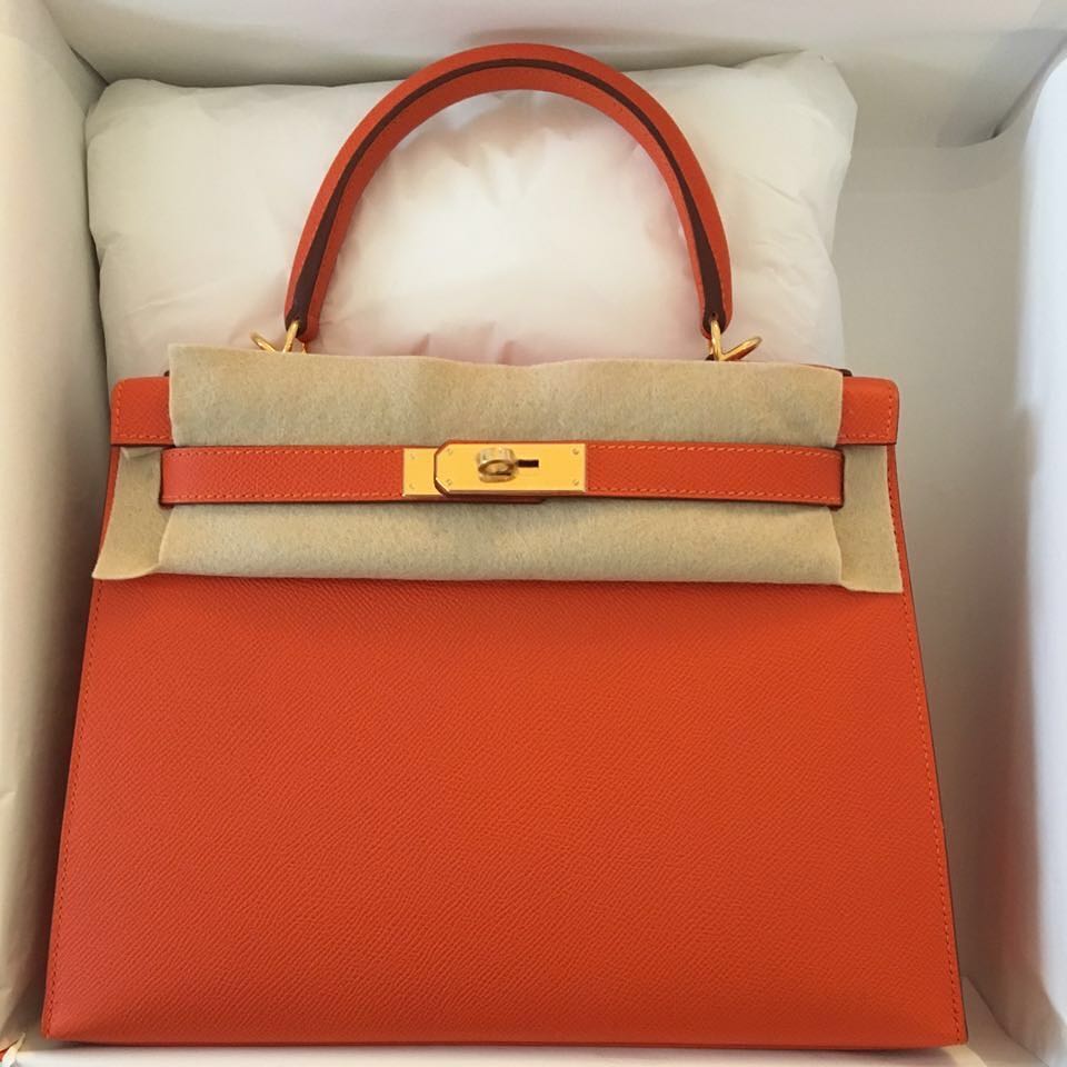 Hermes Kelly 25 Sellier Feu Epsom Gold Hardware D Vendome Monte Carlo