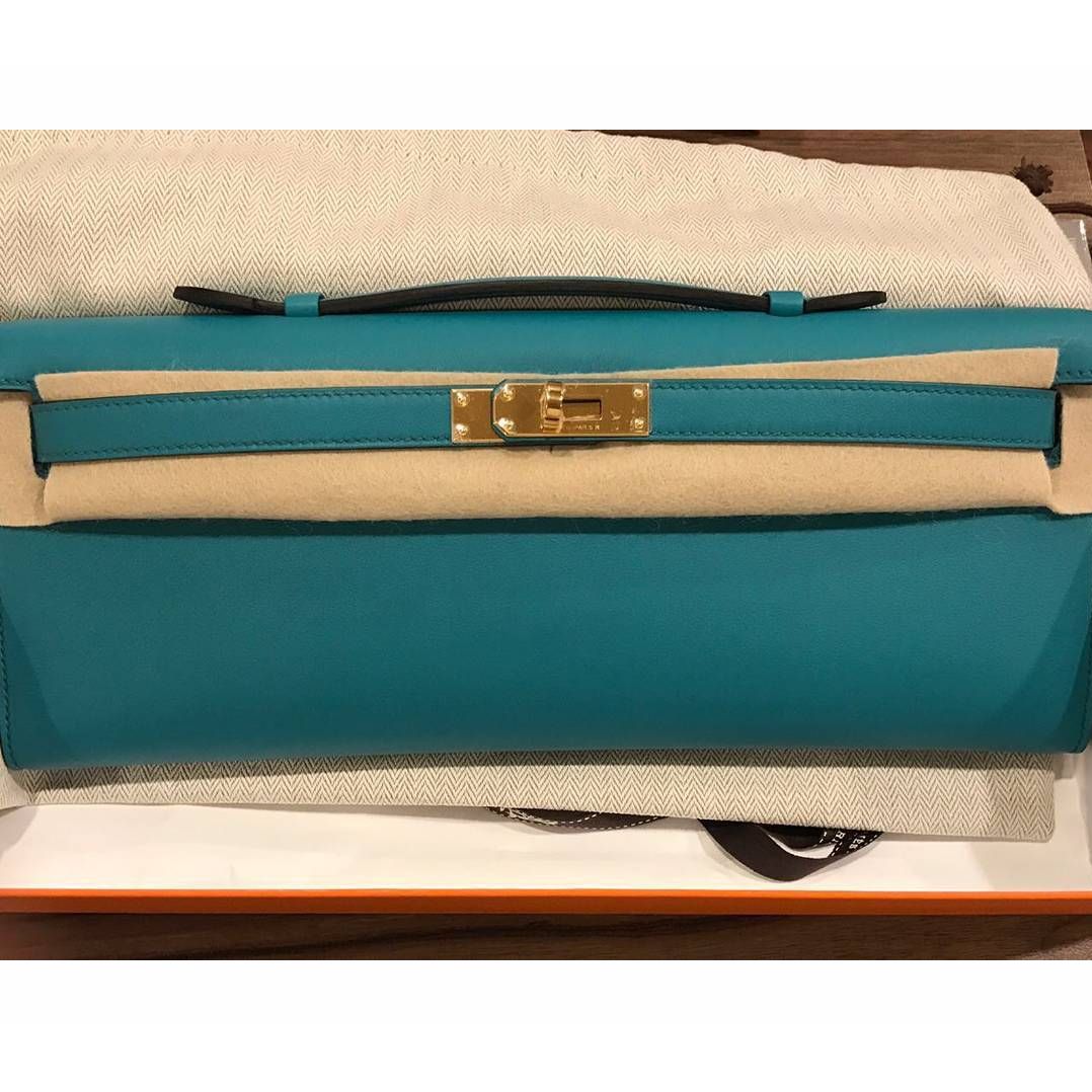 Hermes Kelly Cut Pochette Swift Blue 22126928