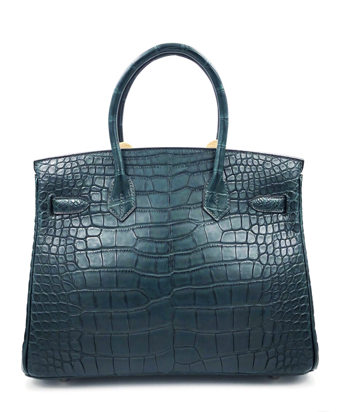 Hermes Birkin 30 Vert Fonce Matte Porosus Crocodile Gold Hardware