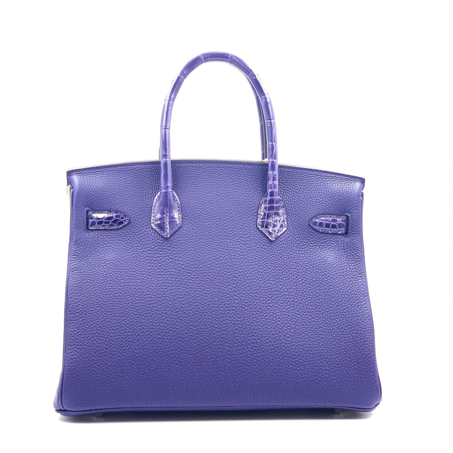 Hermes 30cm Blue Iris Ostrich Birkin Bag with Gold Hardware.