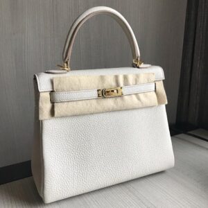 Hermes Kelly 25 Retourne Craie Togo Gold Hardware #D - Vendome Monte Carlo