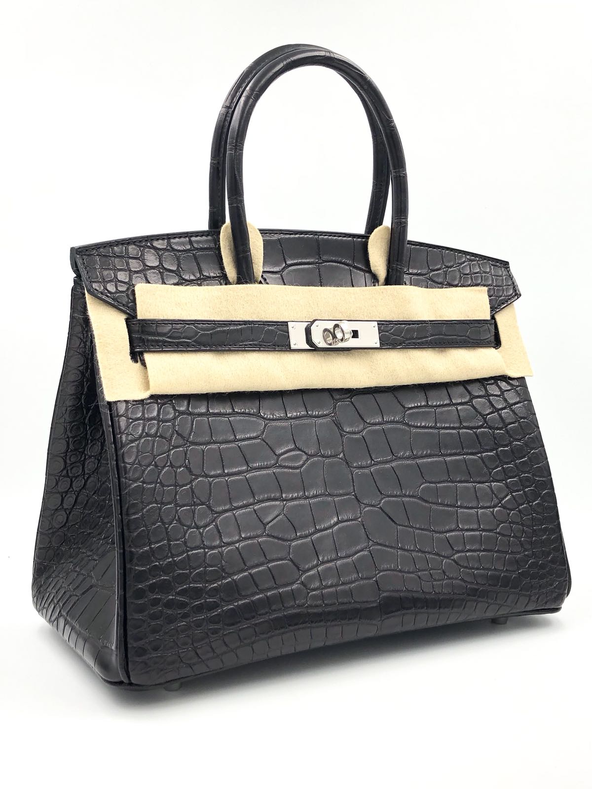 Hermes Birkin 25 Noir Black Alligator Mat Matte Palladium Hardware #C -  Vendome Monte Carlo