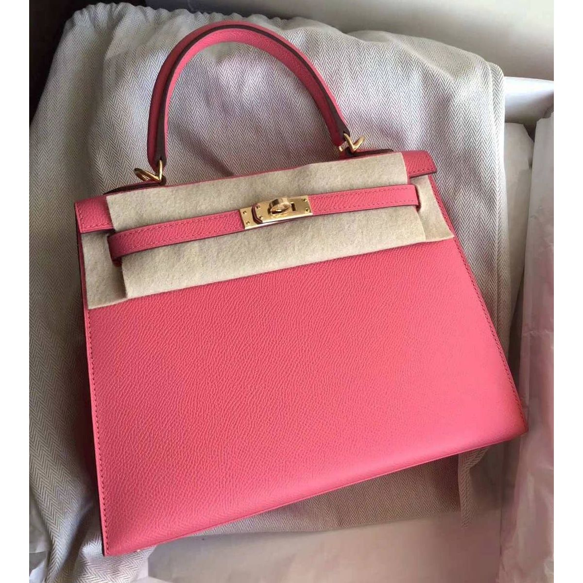 Pre-owned Hermes Kelly Sellier 25 Rouge Casaque Epsom Gold