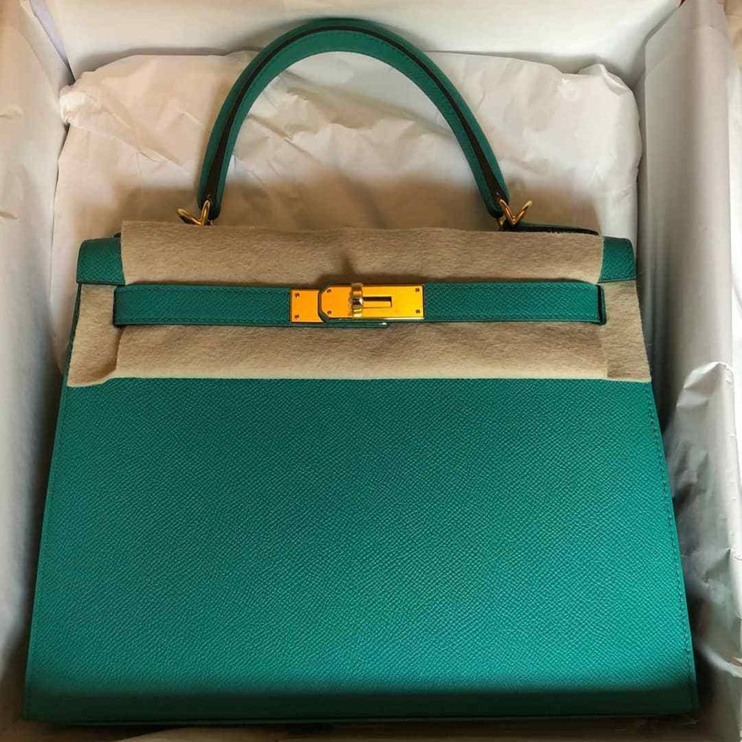 Hermes Kelly 25 Sellier Vert Vertigo Epsom Gold Hardware