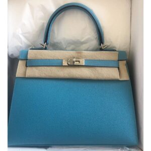 Hermes Kelly 25 Sellier Bleu Azur Epsom Gold Hardware #D - Vendome Monte  Carlo