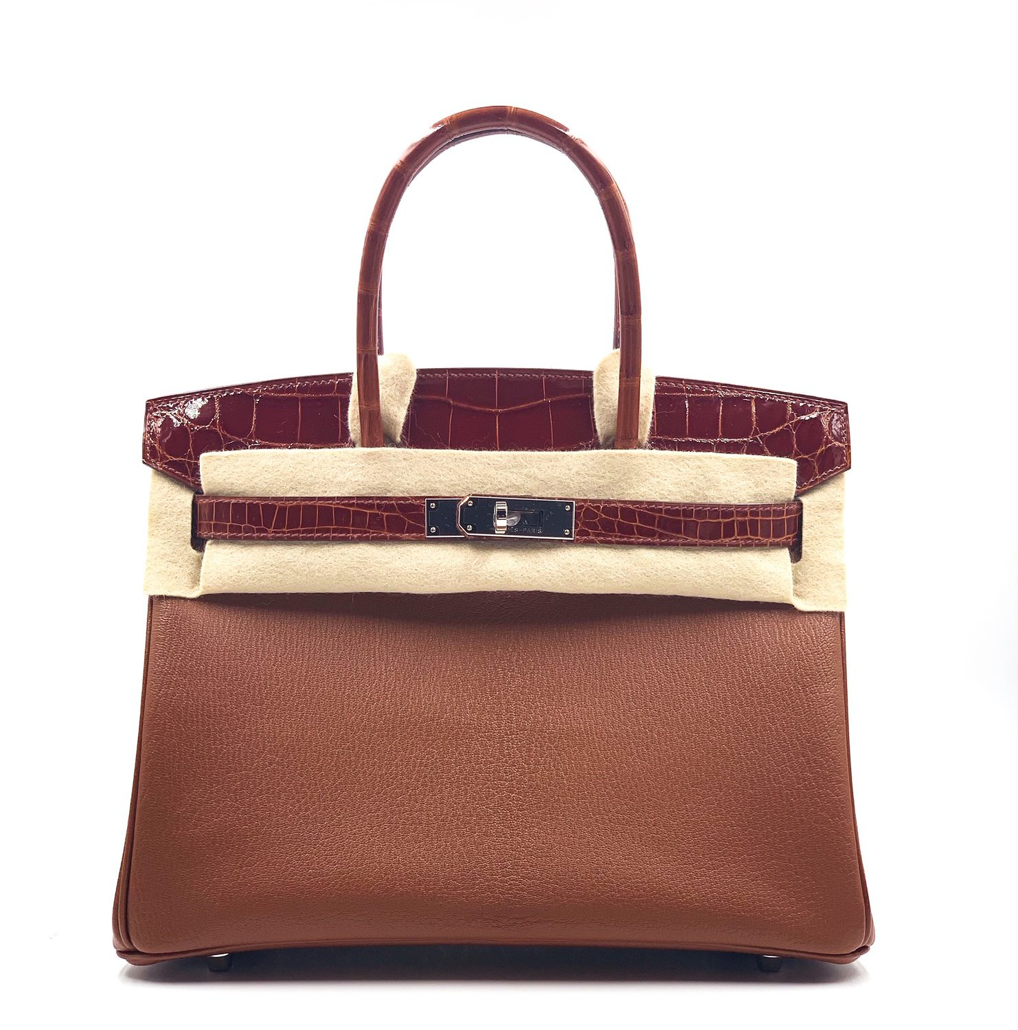 Hermès Birkin 40 Noisette Chevre Leather Beige Ostrich Palladium Hardw