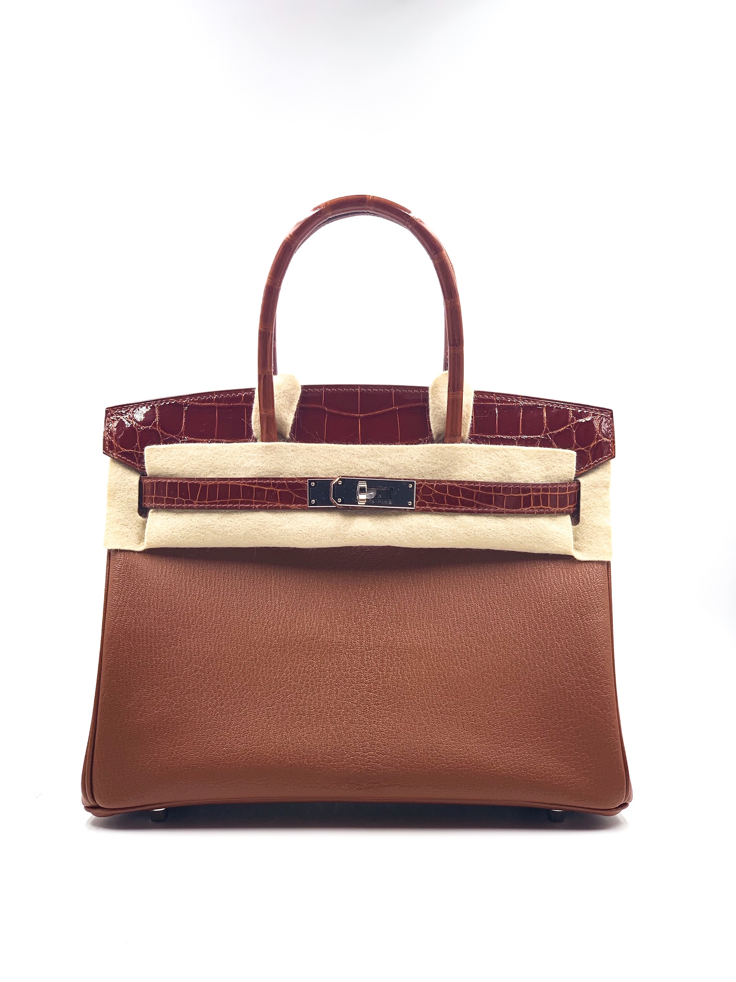 Hermès Birkin 40 Noisette Chevre Leather Beige Ostrich Palladium Hardw