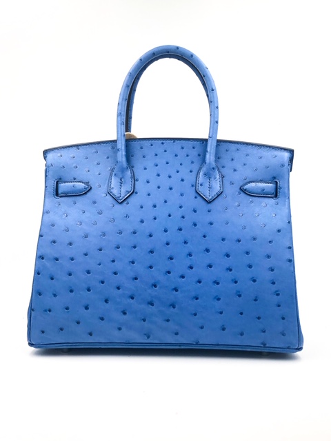 Hermes Pink Terre Cuite + Cobalt Blue Special Order Ostrich Birkin 30  Handbag - MAISON de LUXE