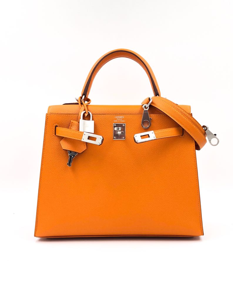 Hermes Kelly 25 Sellier Feu Epsom Palladium Hardware #C - Vendome Monte  Carlo