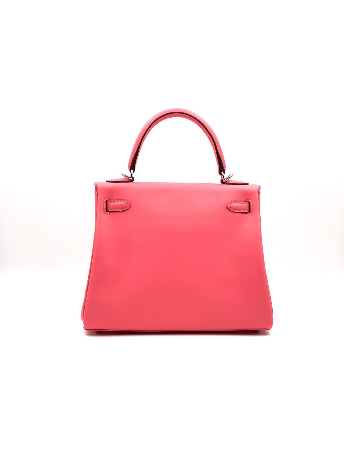 Hermes Kelly 25 Retourné Rose Azalée Swift Palladium Hardware #C - Vendome Monte Carlo