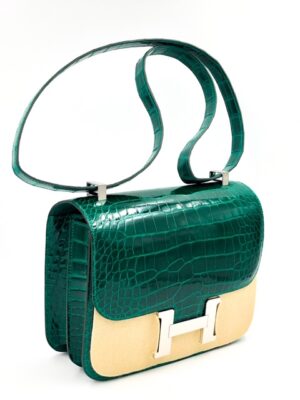 Hermes Birkin 25 Emeraude Emerald Niloticus Lisse Shiny Gold