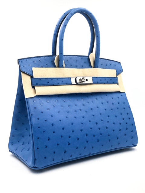 Hermès Birkin 30 Ostrich Blue Mykonos