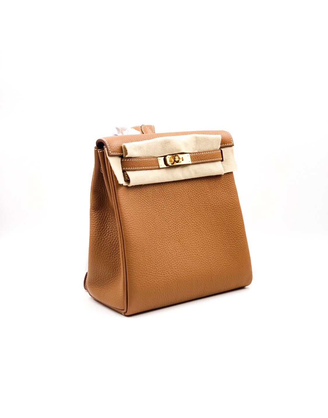 Hermes Kelly Ado Backpack Clemence Leather Gold Hardware In Brown