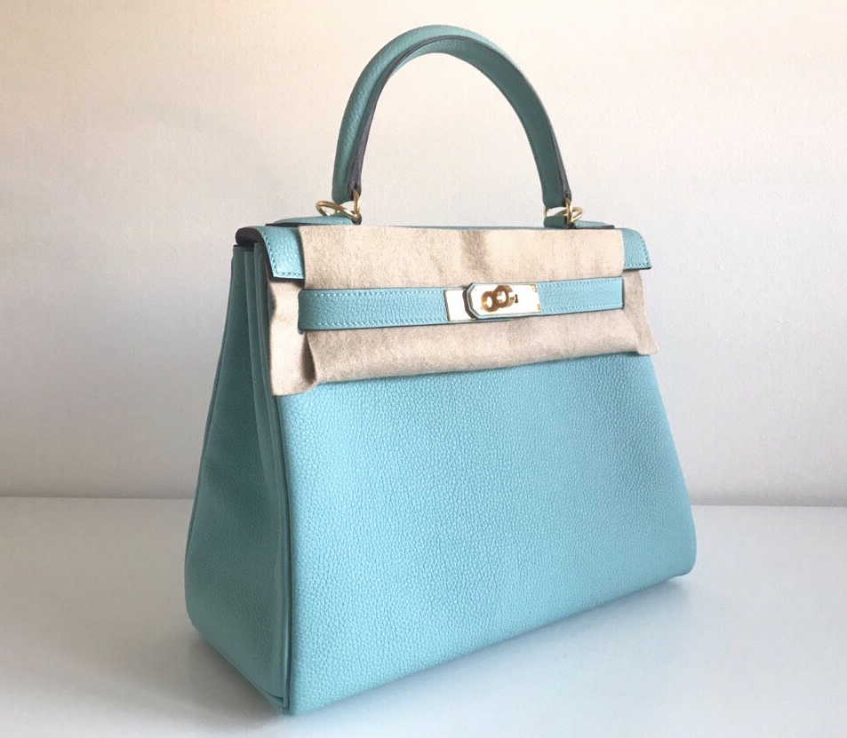 Hermes Birkin bag 25 Blue atoll Togo leather Silver hardware