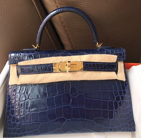 Hermes Kelly 20 Mini Sellier Bleu Saphir (Sapphire Blue) Alligator Mat  (Matte) Gold Hardware #C - Vendome Monte Carlo