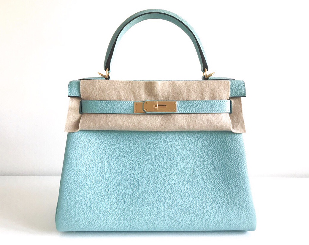 Hermes Kelly 25 Retourné Bleu Atoll Togo Gold Hardware #X - Vendome Monte  Carlo