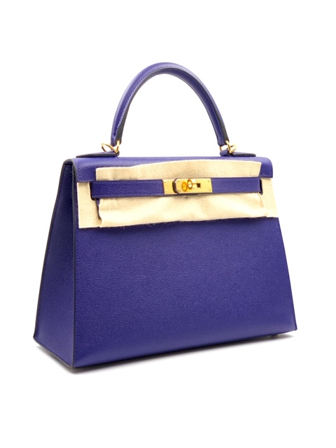 Hermes Kelly 28 Sellier Deep Blue Epsom Gold Hardware #D