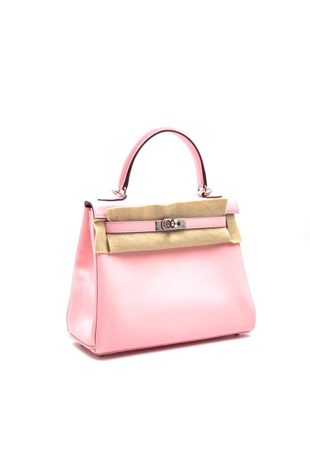 Hermes Kelly 25 Bag Rose Sakura Swift Leather with Palladium Hardware –  Mightychic