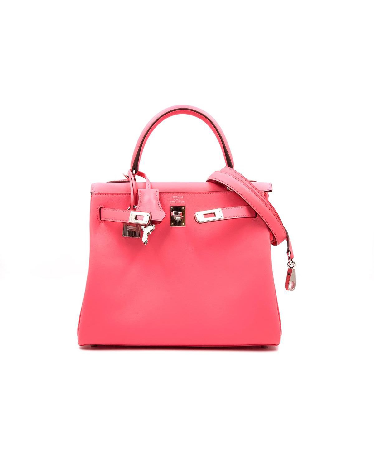 Hermes Kelly 25 Retourn Rose Azal e Swift Palladium Hardware
