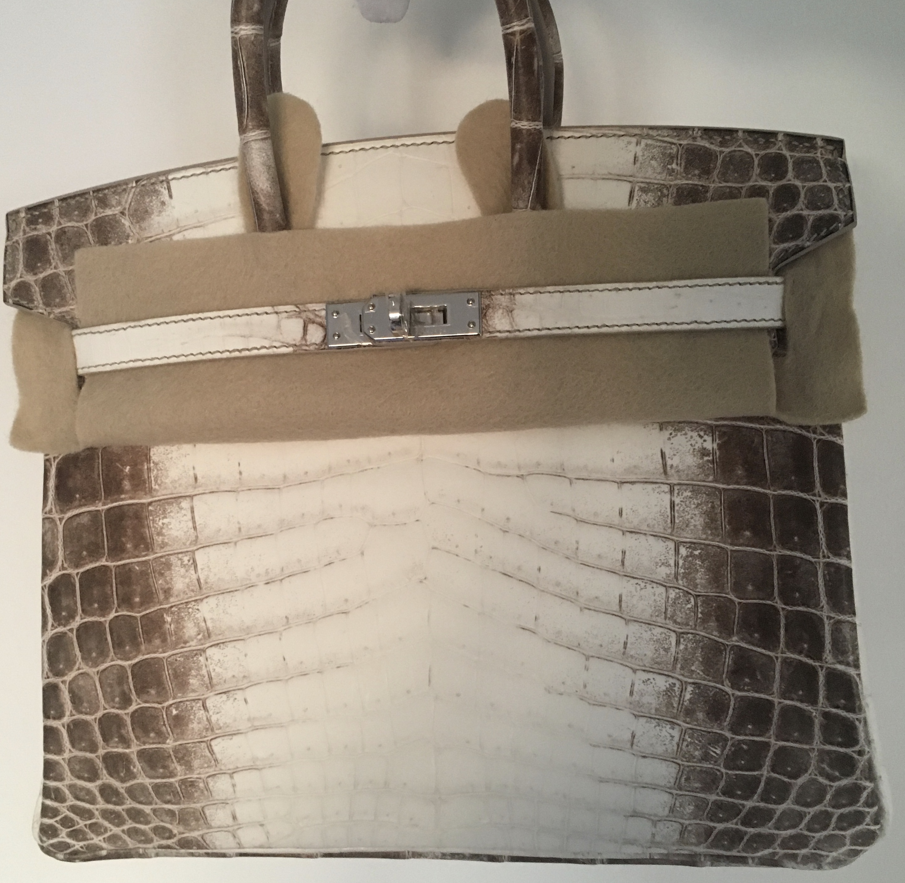 Hermes Birkin 30 Matte Himalayan Niloticus Crocodile White Brown Gray 2018