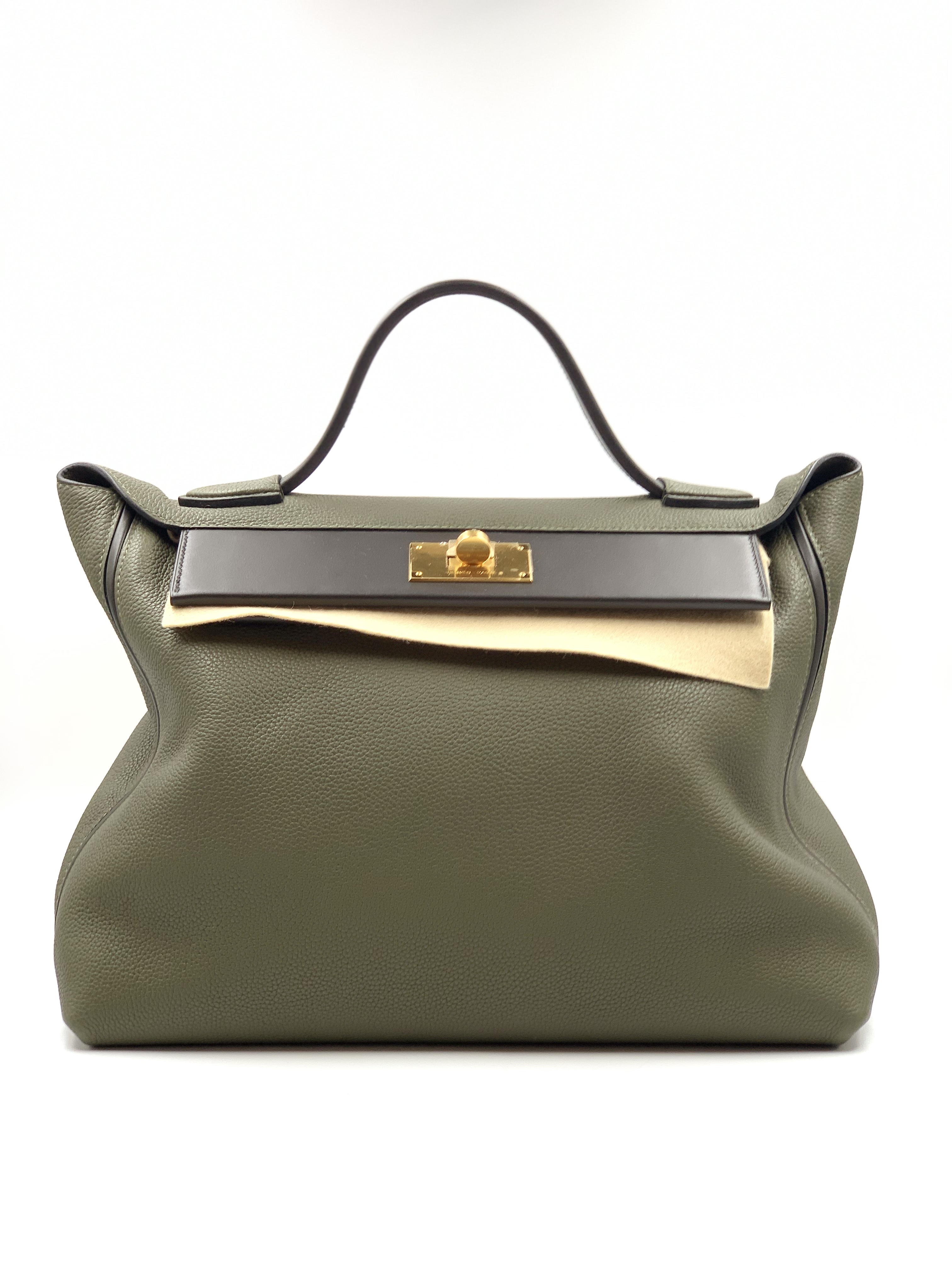 HERMES 24/24 Bicolor 29 Vert Bronze/ Vert Olive and Black Togo/ Swift GHW