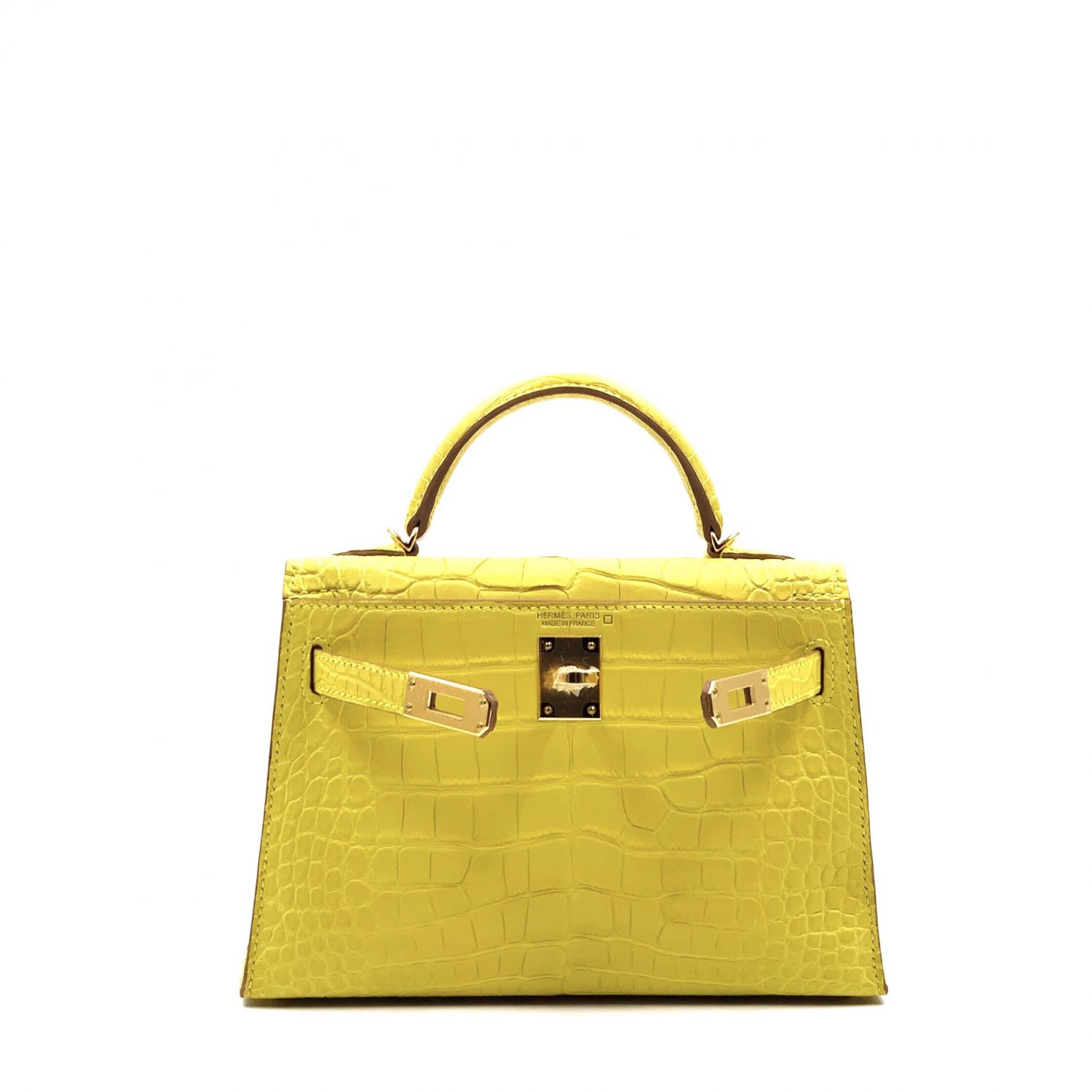 Hermes Kelly II Mini Bag Alligator Leather Gold Hardware In Green