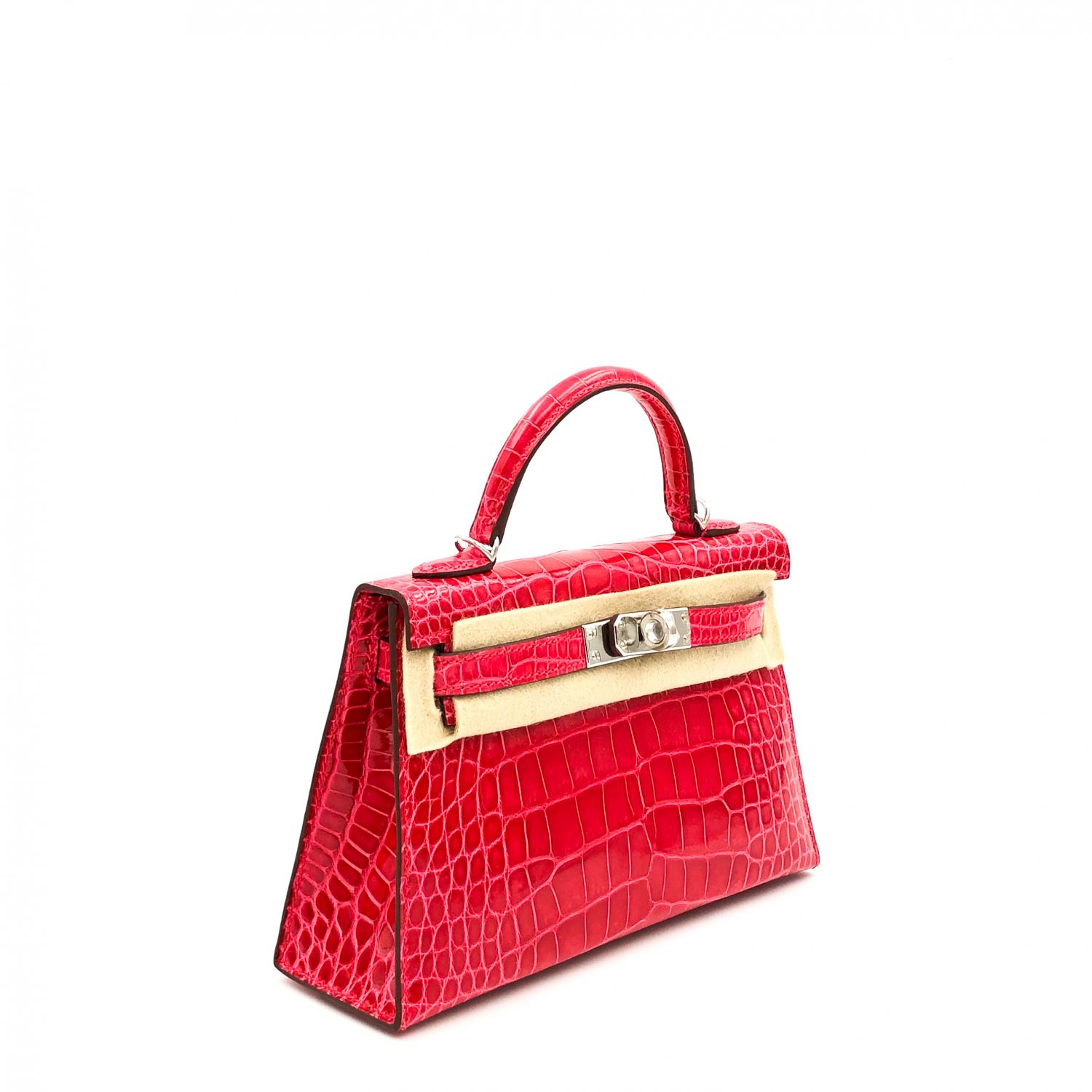 Hermès Rose Extreme Mini Kelly Pochette of Shiny Mississippiensis Alligator  Palladium Hardware, Handbags & Accessories Online, Ecommerce Retail