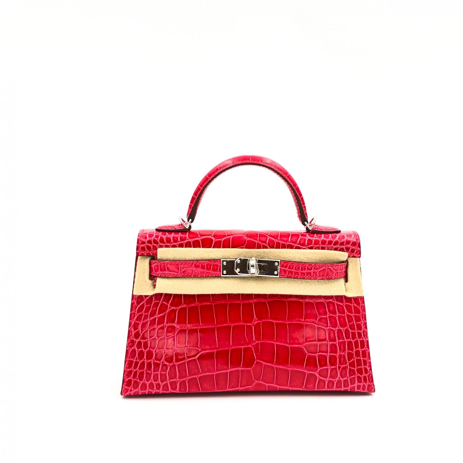 Hermes Kelly 20 Mini Sellier Rose Extrême Alligator Lisse Shiny