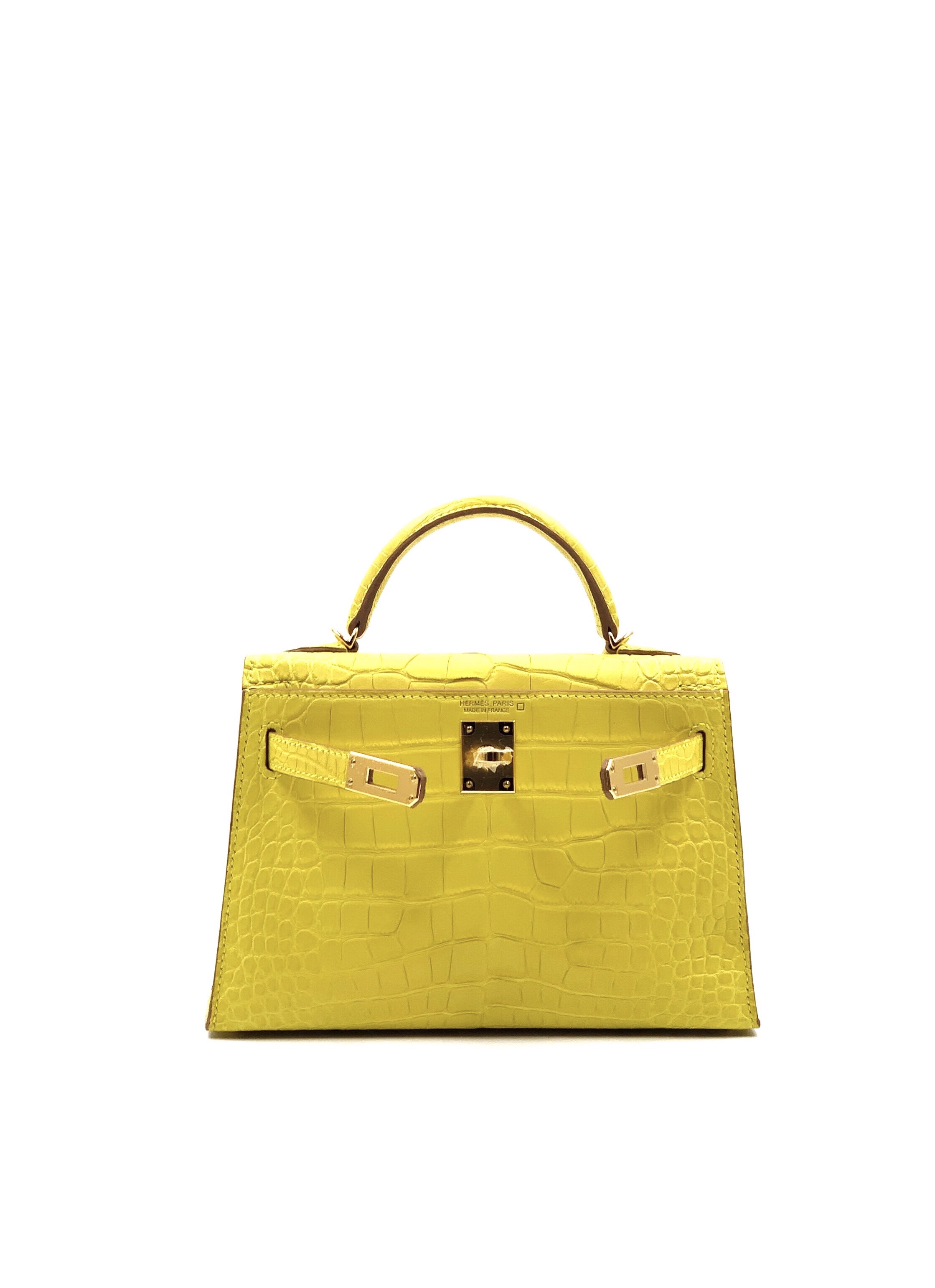 Hermès Matte Alligator Mini Kelly II Sellier 20 - Yellow Mini Bags