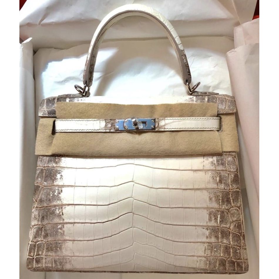 Hermes Kelly 25 Retourne Himalaya Blanc White Niloticus Mat Matte