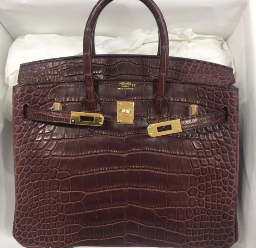 Hermes Birkin 25 Bordeaux Alligator Mat 