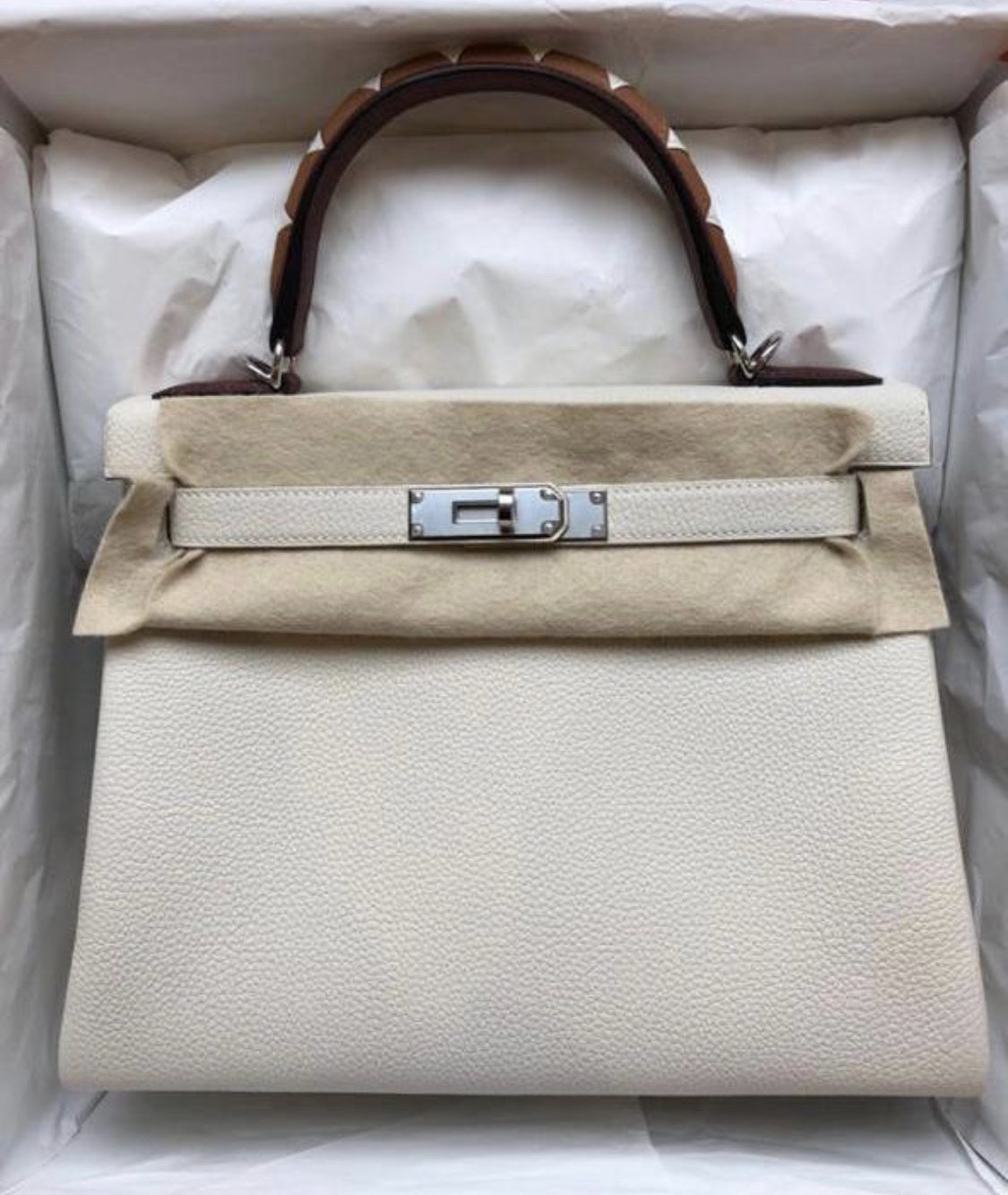 Hermes Kelly Retourne 25 Craie Togo Gold Hardware