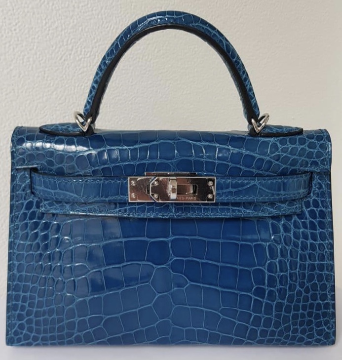 Hermes kelly mini II Blue Marine matte alligator GHW – Ruelamode