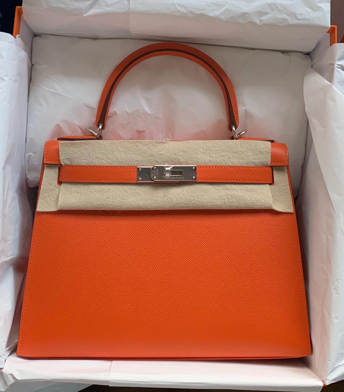 Hermes Kelly 28 Sellier Feu Epsom 